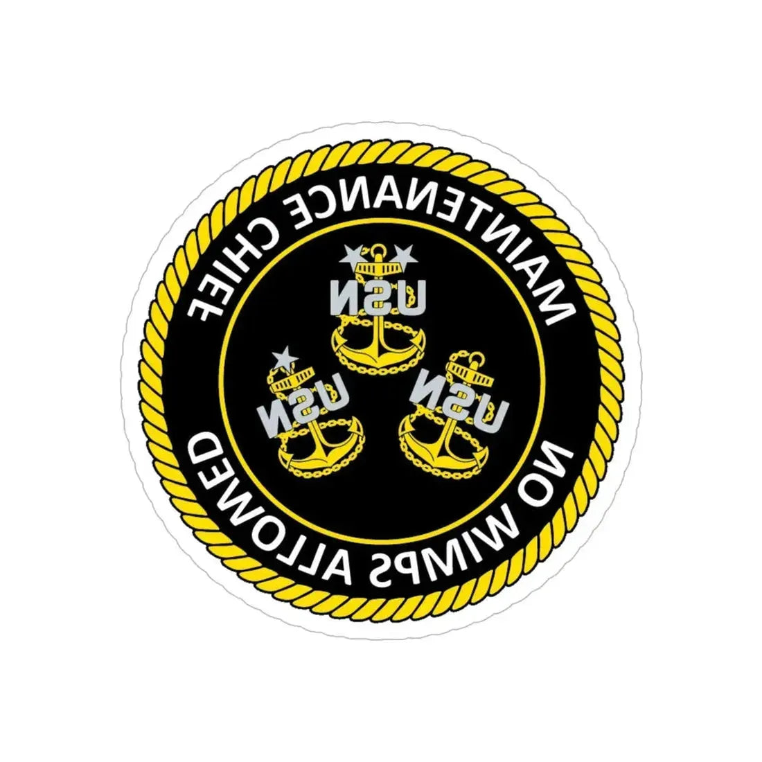 Maintenance Chief (U.S. Navy) REVERSE PRINT Transparent Die-Cut STICKER 6 Inch Die-Cut Transparent - The Sticker Space
