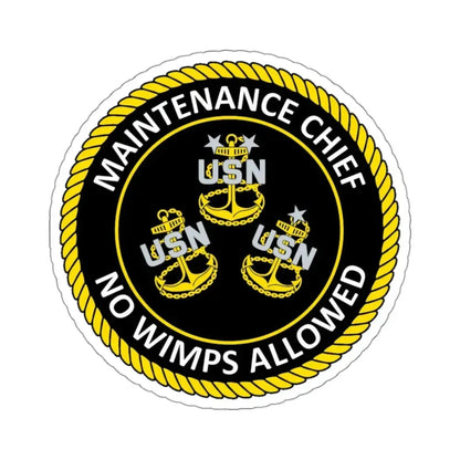 Maintenance Chief (U.S. Navy) STICKER Vinyl Kiss-Cut Decal 3 Inch White - The Sticker Space