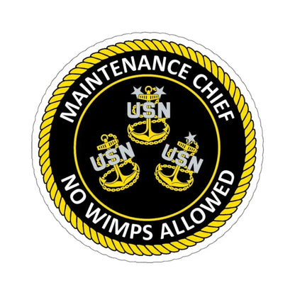 Maintenance Chief (U.S. Navy) STICKER Vinyl Kiss-Cut Decal 4 Inch White - The Sticker Space