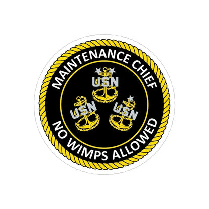 Maintenance Chief (U.S. Navy) Transparent STICKER Die-Cut Vinyl Decal 6 Inch Transparent - The Sticker Space