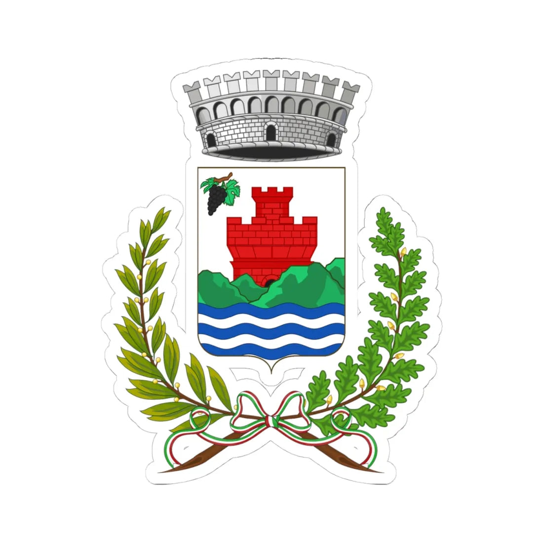 Maissana-Stemma (Italy) (Coat of Arms) STICKER Vinyl Kiss-Cut Decal 4 Inch White - The Sticker Space