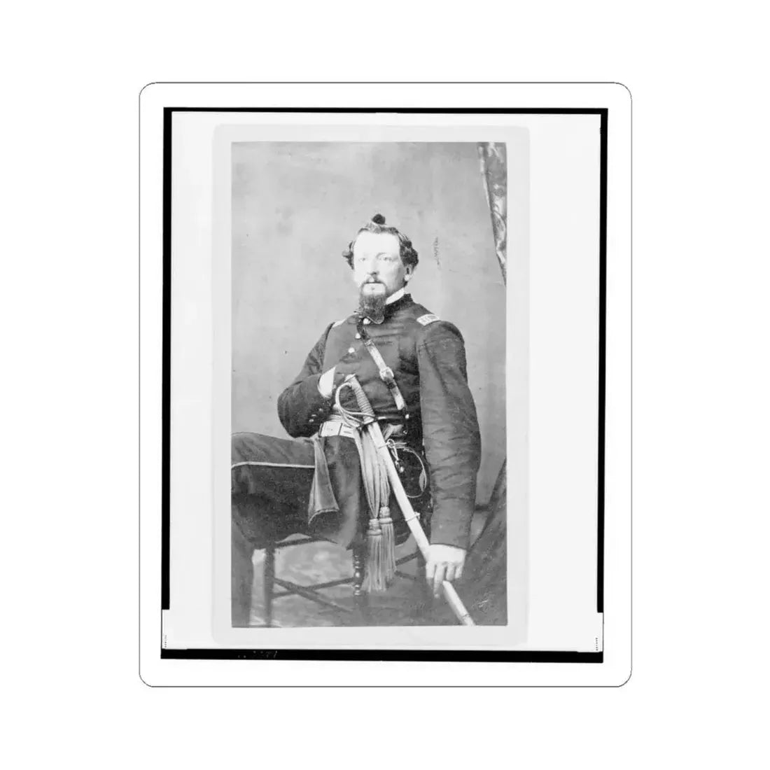 Major Charles S. Cotter, Union Officer, Chief of Artillery, Full-Length Portrait, Seated, Facing Front (U.S. Civil War) STICKER Vinyl Kiss-Cut Decal 6 Inch White - The Sticker Space