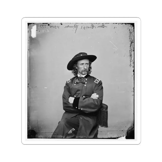Major General George Armstrong Custer(2) (U.S. Civil War) STICKER Vinyl Kiss-Cut Decal 2 Inch White - The Sticker Space