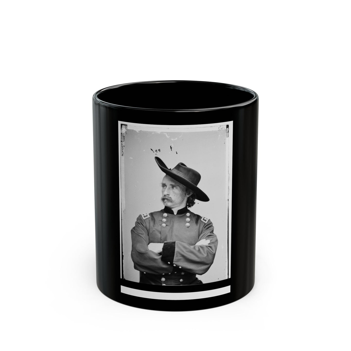 Major General George Armstrong Custer (U.S. Civil War) Black Coffee Mug-11oz-The Sticker Space