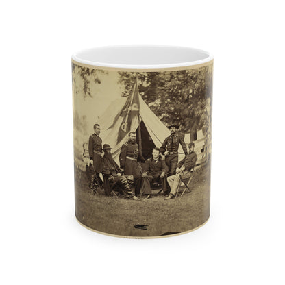 Major General Philip Sheridan And His Generals In Front Of Sheridan's Tent (U.S. Civil War) White Coffee Mug-11oz-The Sticker Space