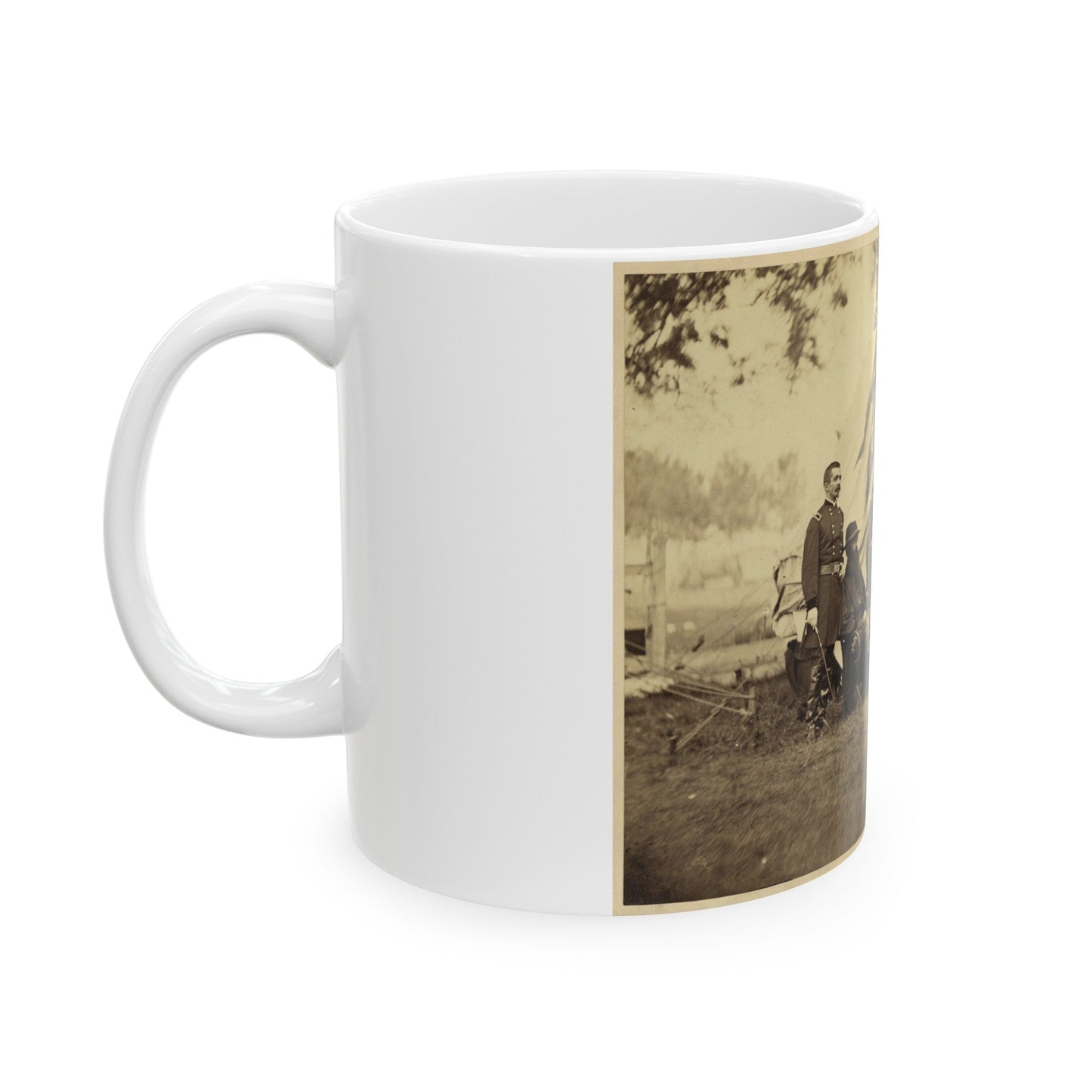 Major General Philip Sheridan And His Generals In Front Of Sheridan's Tent (U.S. Civil War) White Coffee Mug-The Sticker Space