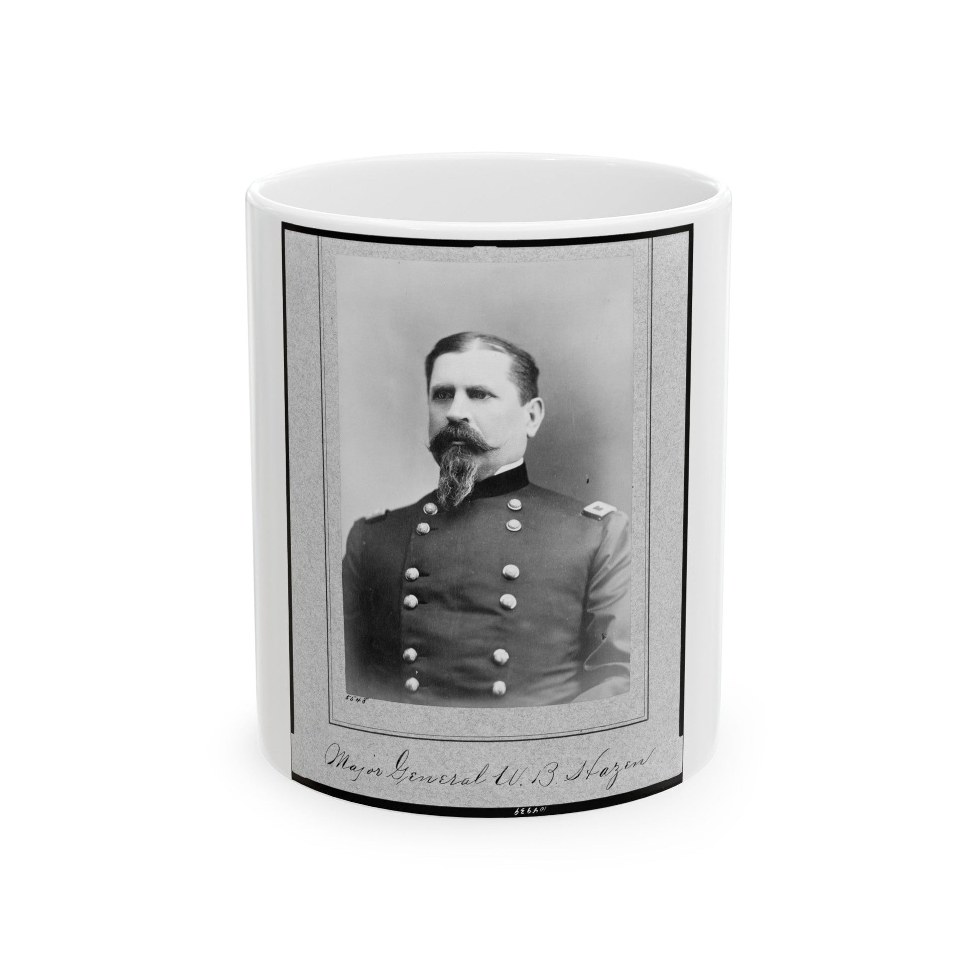 Major General W.B. Hazen, Half-Length Portrait, Facing Left (U.S. Civil War) White Coffee Mug-11oz-The Sticker Space