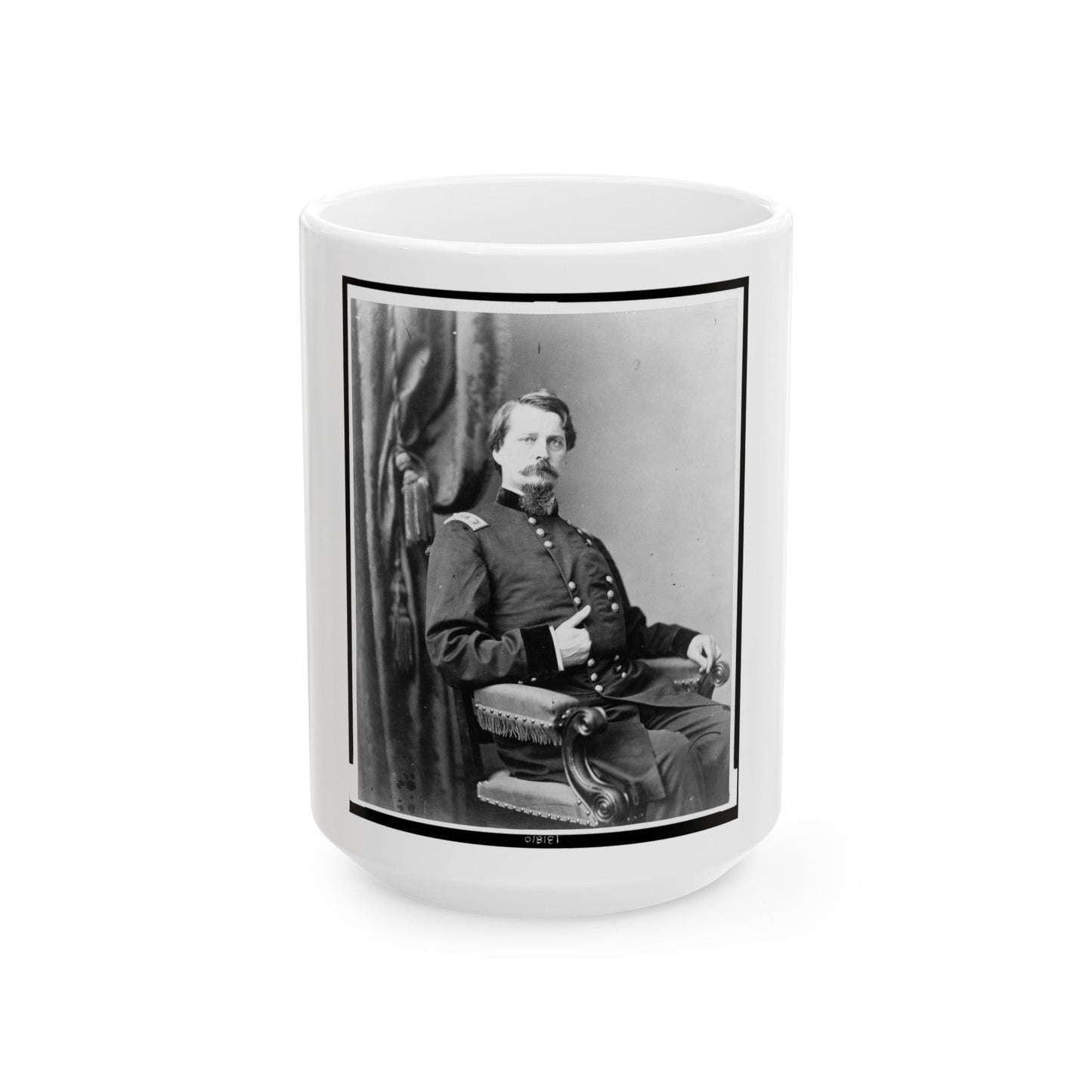 Major General Winfield S. Hancock, Three-Quarter Length Portrait, Seated, Facing Front (U.S. Civil War) White Coffee Mug-15oz-The Sticker Space