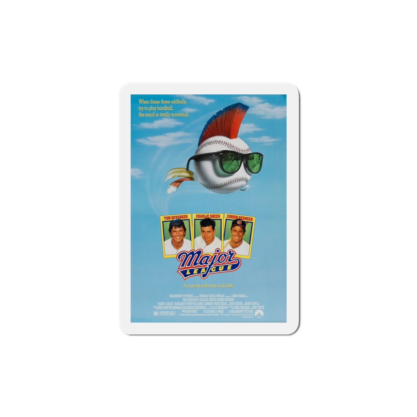Major League 1989 Movie Poster Die-Cut Magnet-4" x 4"-The Sticker Space