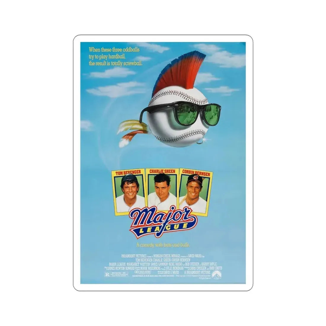 Major League 1989 Movie Poster STICKER Vinyl Die-Cut Decal 6 Inch - The Sticker Space