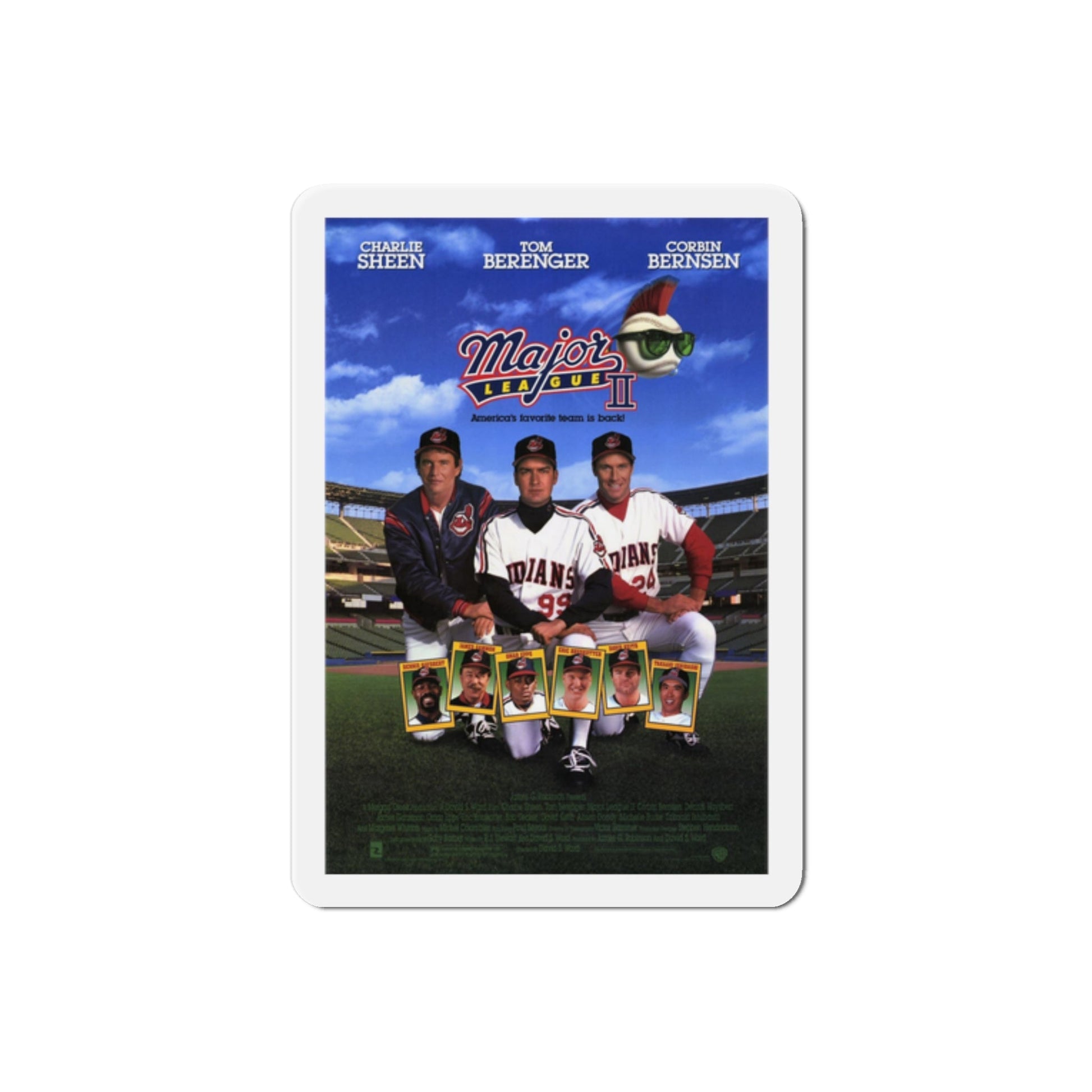 Major League II 1994 Movie Poster Die-Cut Magnet-2" x 2"-The Sticker Space