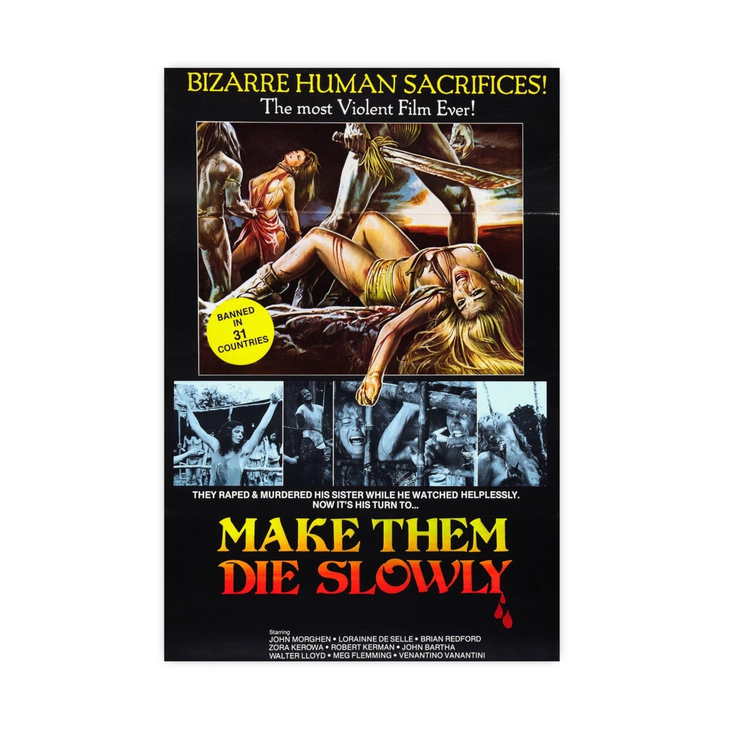 MAKE THEM DIE SLOWLY (Cannibal Ferox) 1981 - Paper Movie Poster-16″ x 24″ (Vertical)-The Sticker Space