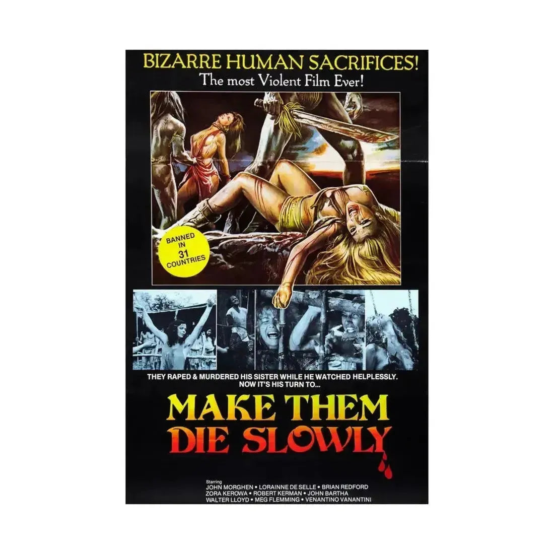 MAKE THEM DIE SLOWLY (Cannibal Ferox) 1981 - Paper Movie Poster - The Sticker Space