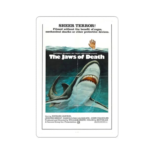 MAKO THE JAWS OF DEATH 1976 Movie Poster - STICKER Vinyl Kiss-Cut Decal 2 Inch White - The Sticker Space