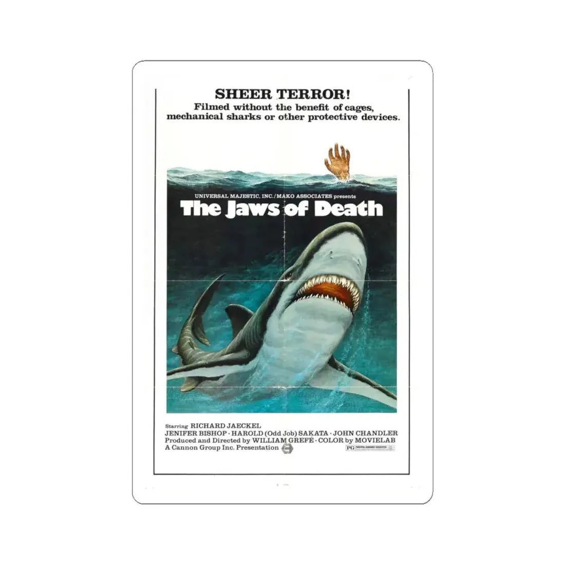 MAKO THE JAWS OF DEATH 1976 Movie Poster - STICKER Vinyl Kiss-Cut Decal 4 Inch White - The Sticker Space