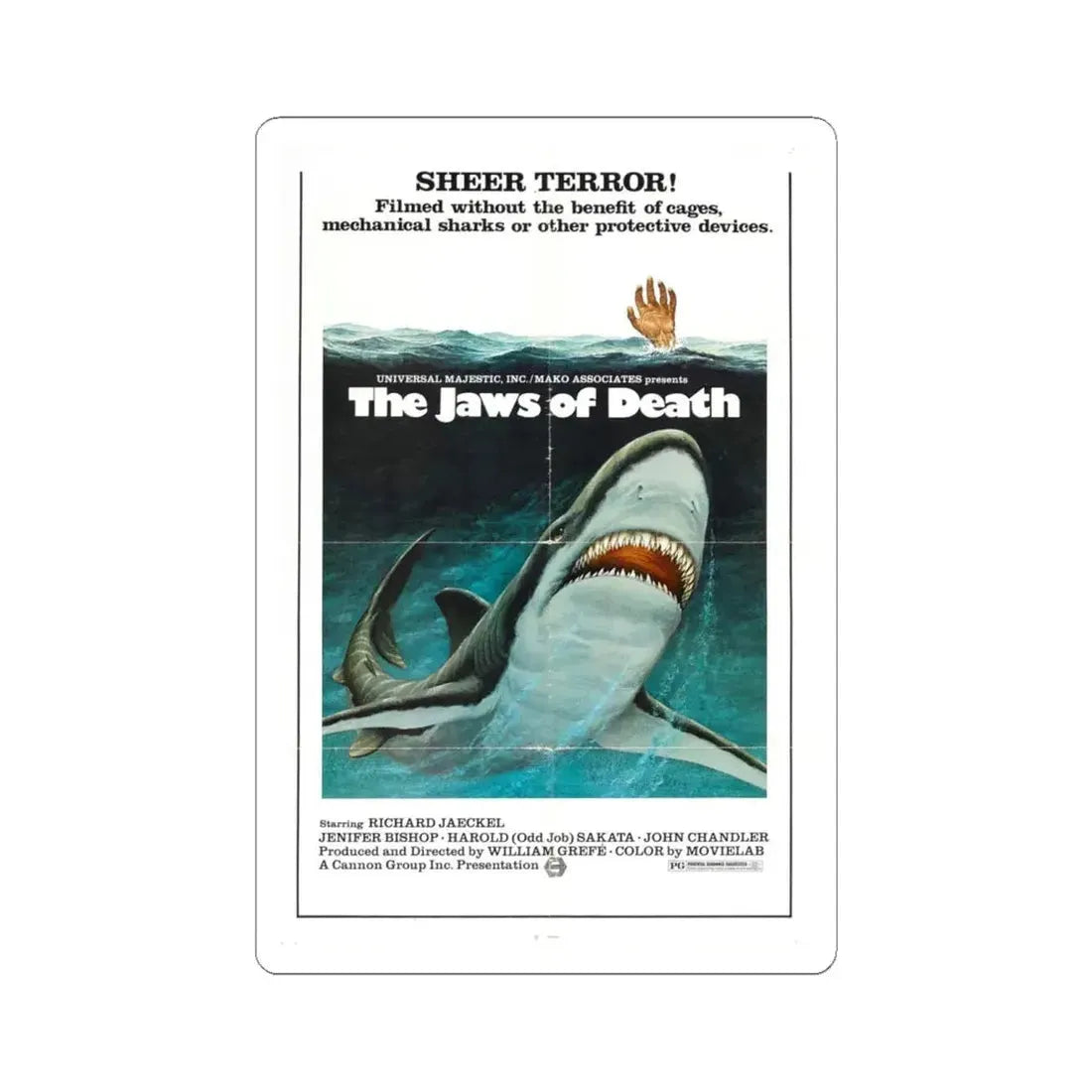 MAKO THE JAWS OF DEATH 1976 Movie Poster - STICKER Vinyl Kiss-Cut Decal 6 Inch White - The Sticker Space
