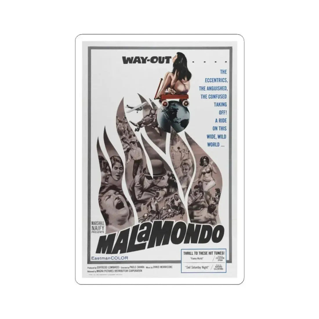 MALAMONDO 1964 Movie Poster - STICKER Vinyl Kiss-Cut Decal 3 Inch White - The Sticker Space