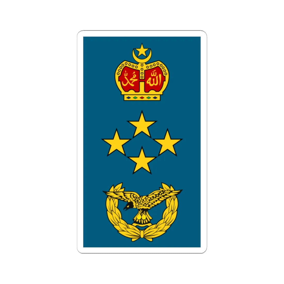 Malaysia Air Force OF 9 (Malaysia) (Military Rank) STICKER Vinyl Kiss-Cut Decal 6 Inch White - The Sticker Space