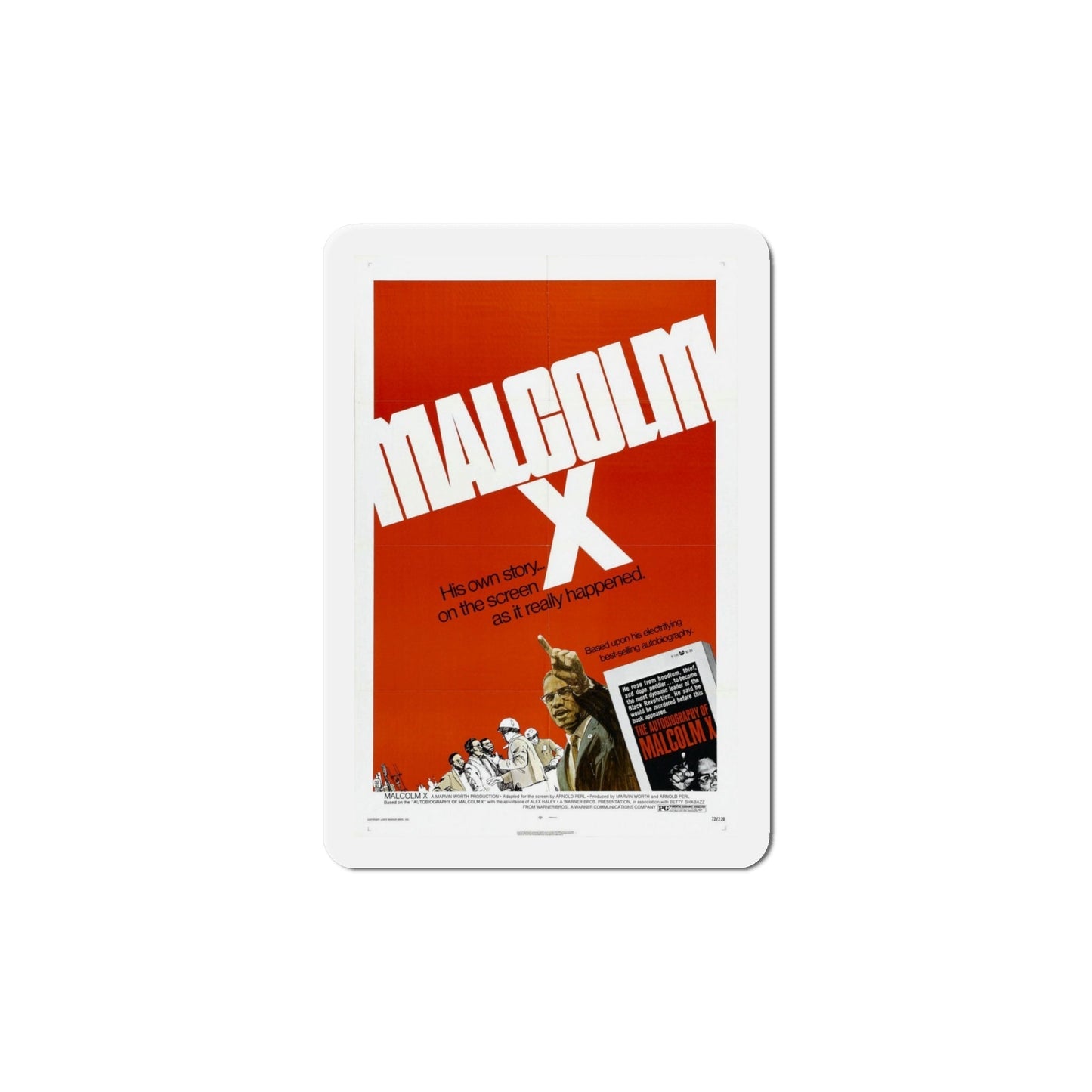 Malcolm X 1972 Movie Poster Die-Cut Magnet-6 Inch-The Sticker Space