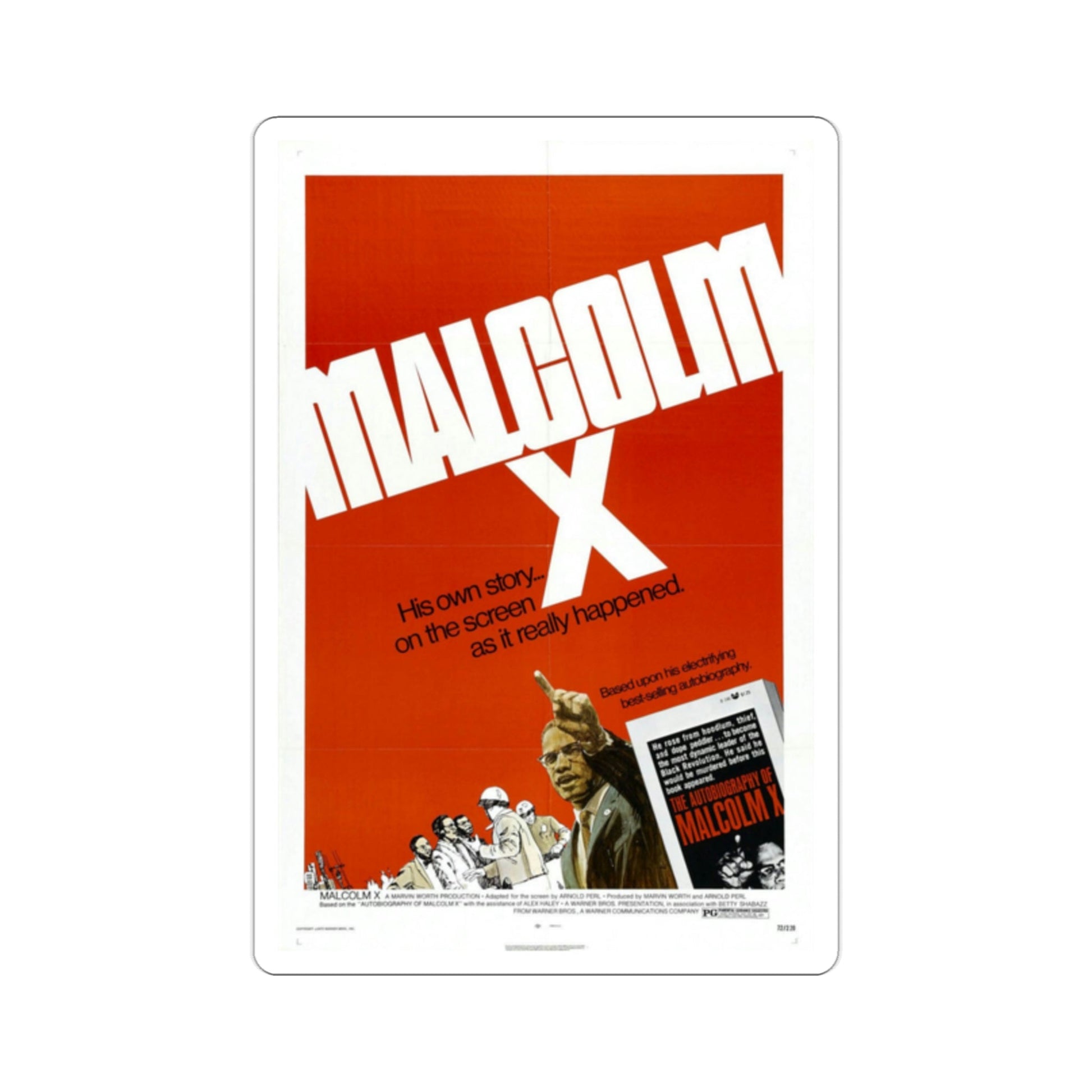 Malcolm X 1972 Movie Poster STICKER Vinyl Die-Cut Decal-2 Inch-The Sticker Space