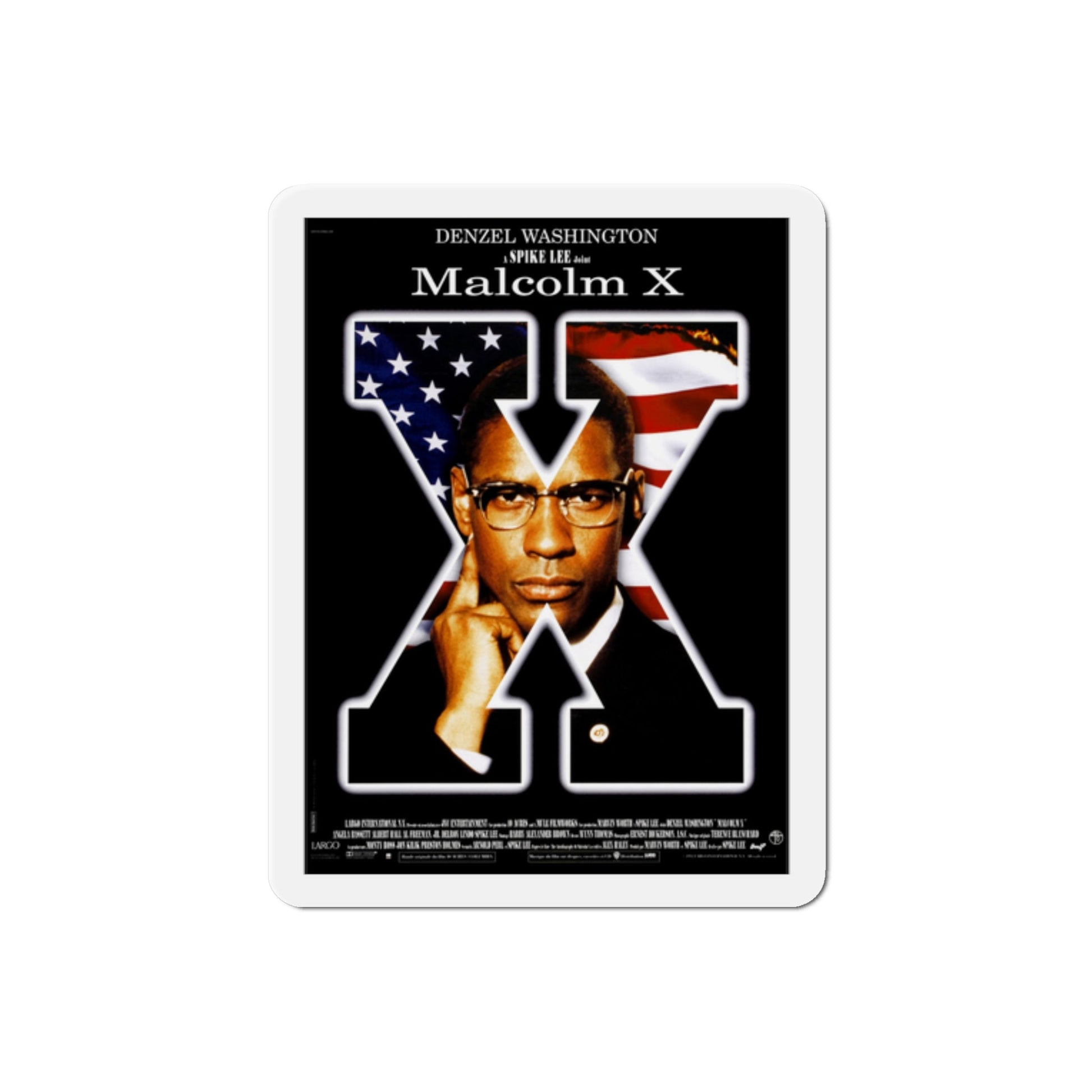 Malcolm X 1992 Movie Poster Die-Cut Magnet-2" x 2"-The Sticker Space