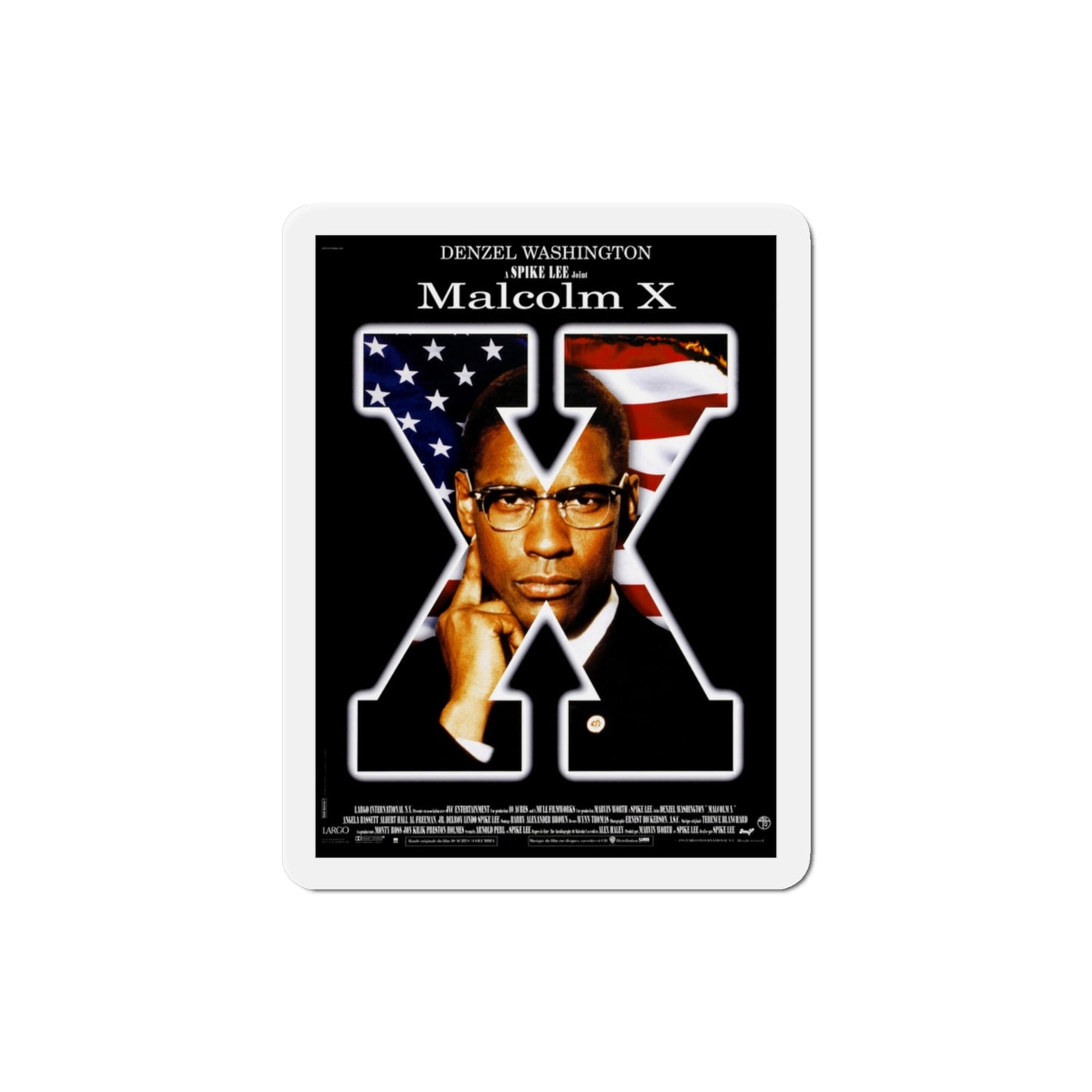 Malcolm X 1992 Movie Poster Die-Cut Magnet-3" x 3"-The Sticker Space