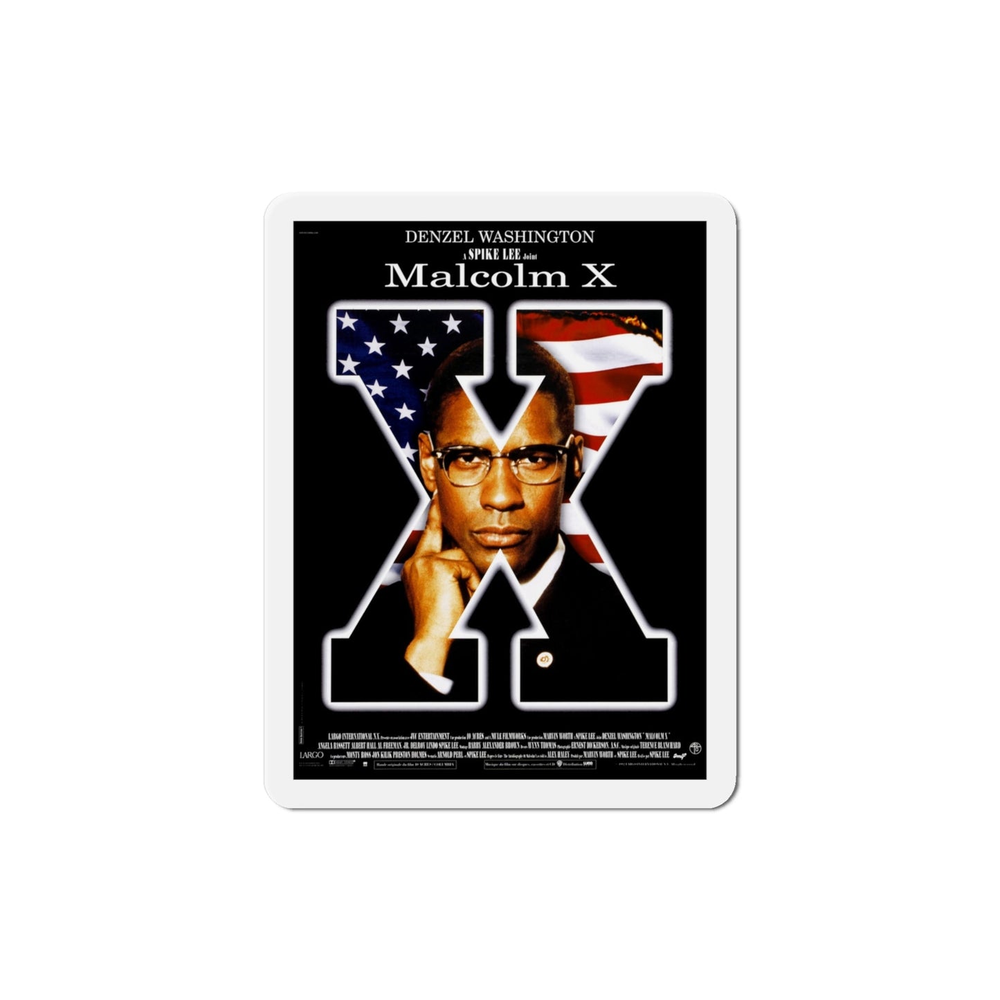 Malcolm X 1992 Movie Poster Die-Cut Magnet-4" x 4"-The Sticker Space