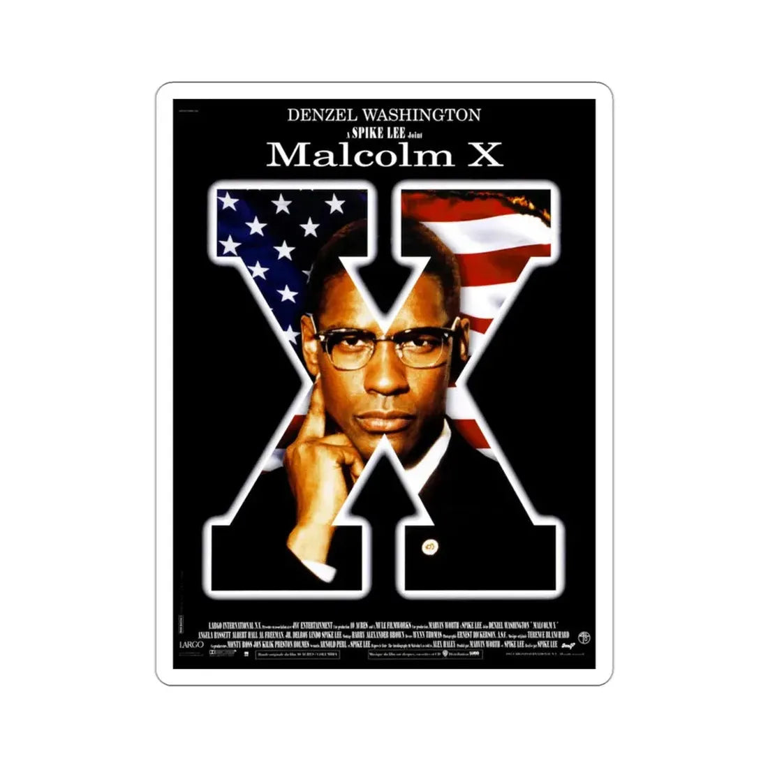 Malcolm X 1992 Movie Poster STICKER Vinyl Die-Cut Decal 3 Inch - The Sticker Space