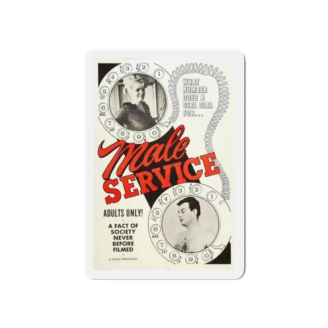 MALE SERVICE 1966 Movie Poster - Refrigerator Magnet 3 Inch Die-Cut - The Sticker Space
