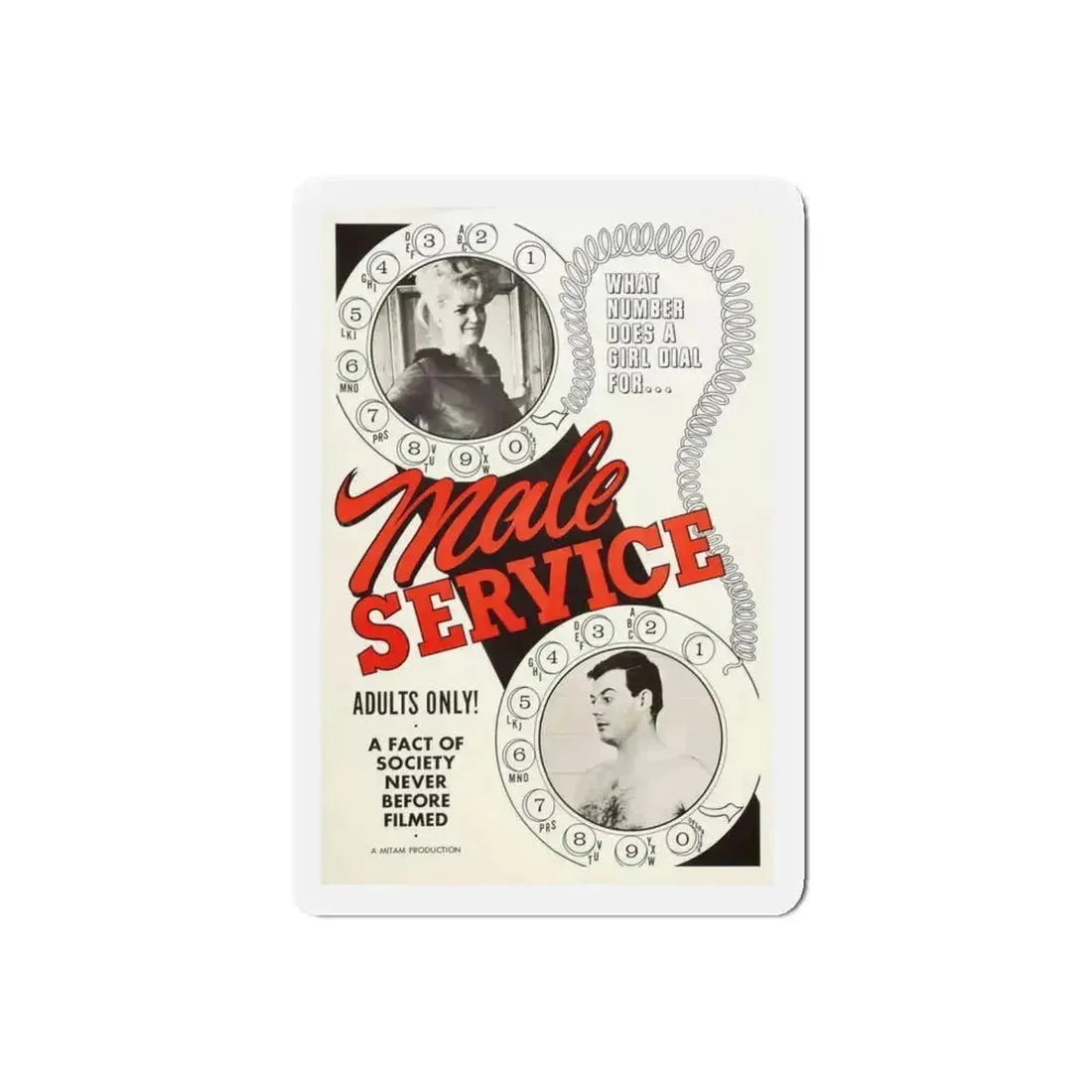 MALE SERVICE 1966 Movie Poster - Refrigerator Magnet 5 Inch Die-Cut - The Sticker Space