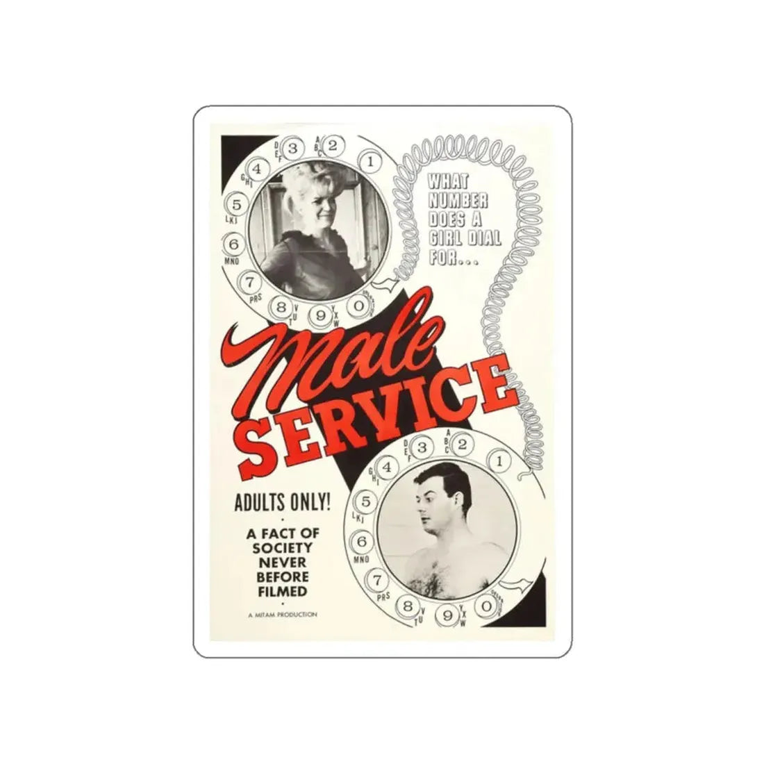 MALE SERVICE 1966 Movie Poster STICKER Vinyl Die-Cut Decal 2 Inch - The Sticker Space