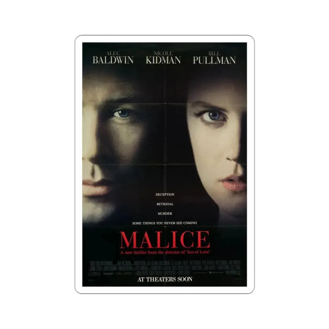Malice 1993 Movie Poster STICKER Vinyl Die-Cut Decal 3 Inch - The Sticker Space
