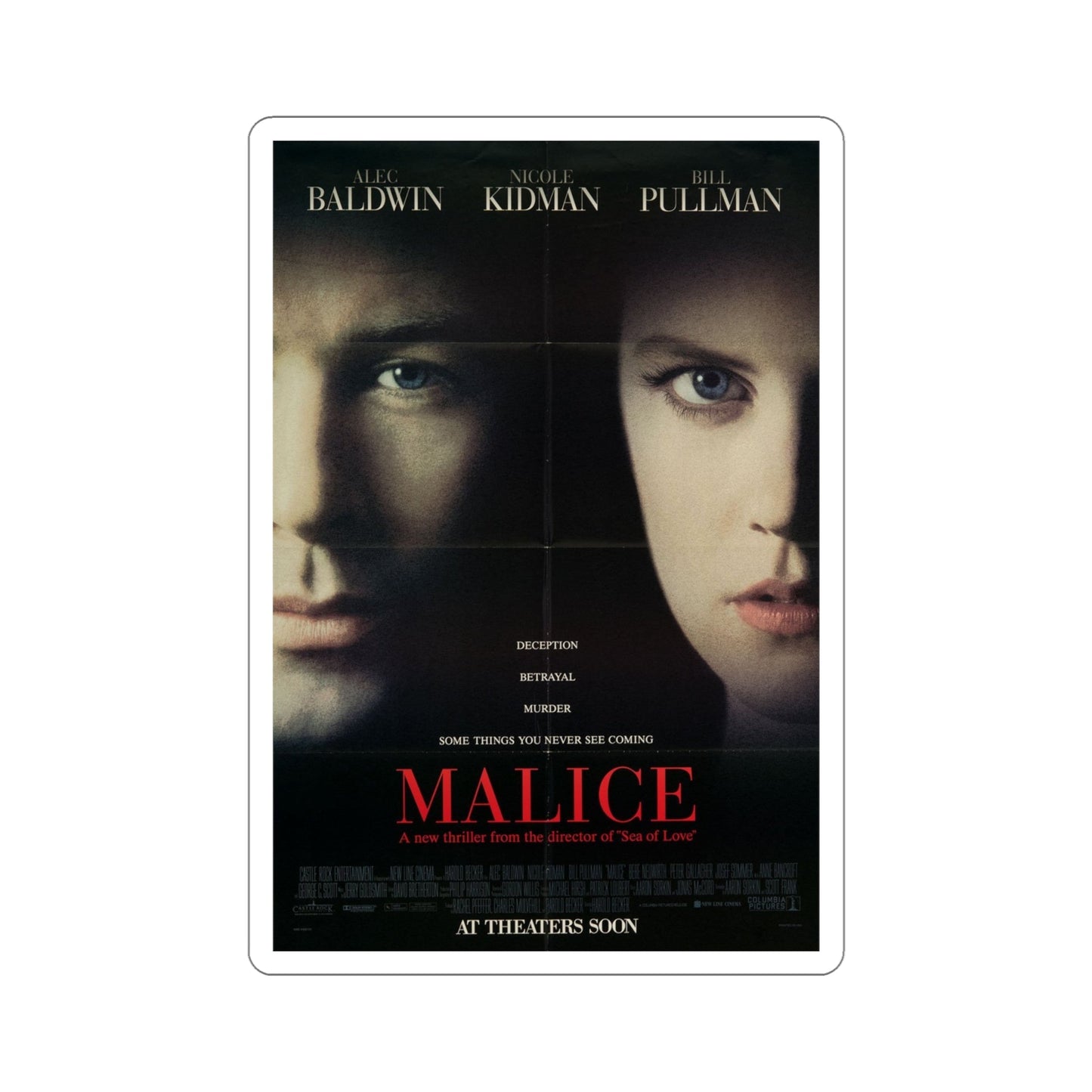 Malice 1993 Movie Poster STICKER Vinyl Die-Cut Decal-6 Inch-The Sticker Space