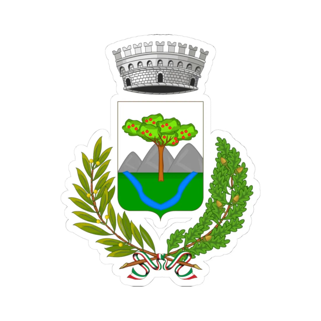 Mallare-Stemma (Italy) (Coat of Arms) STICKER Vinyl Kiss-Cut Decal 3 Inch White - The Sticker Space