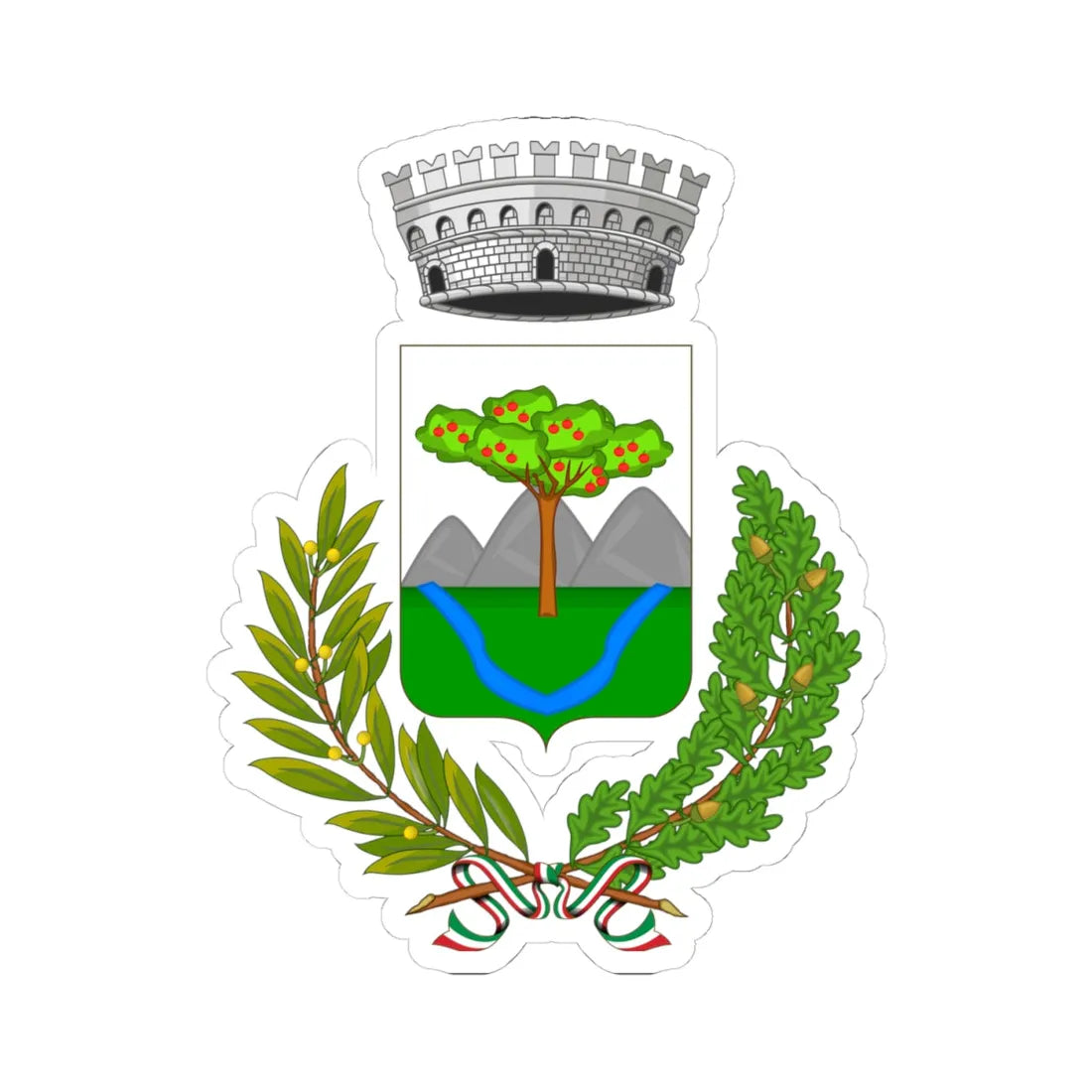 Mallare-Stemma (Italy) (Coat of Arms) STICKER Vinyl Kiss-Cut Decal 4 Inch White - The Sticker Space