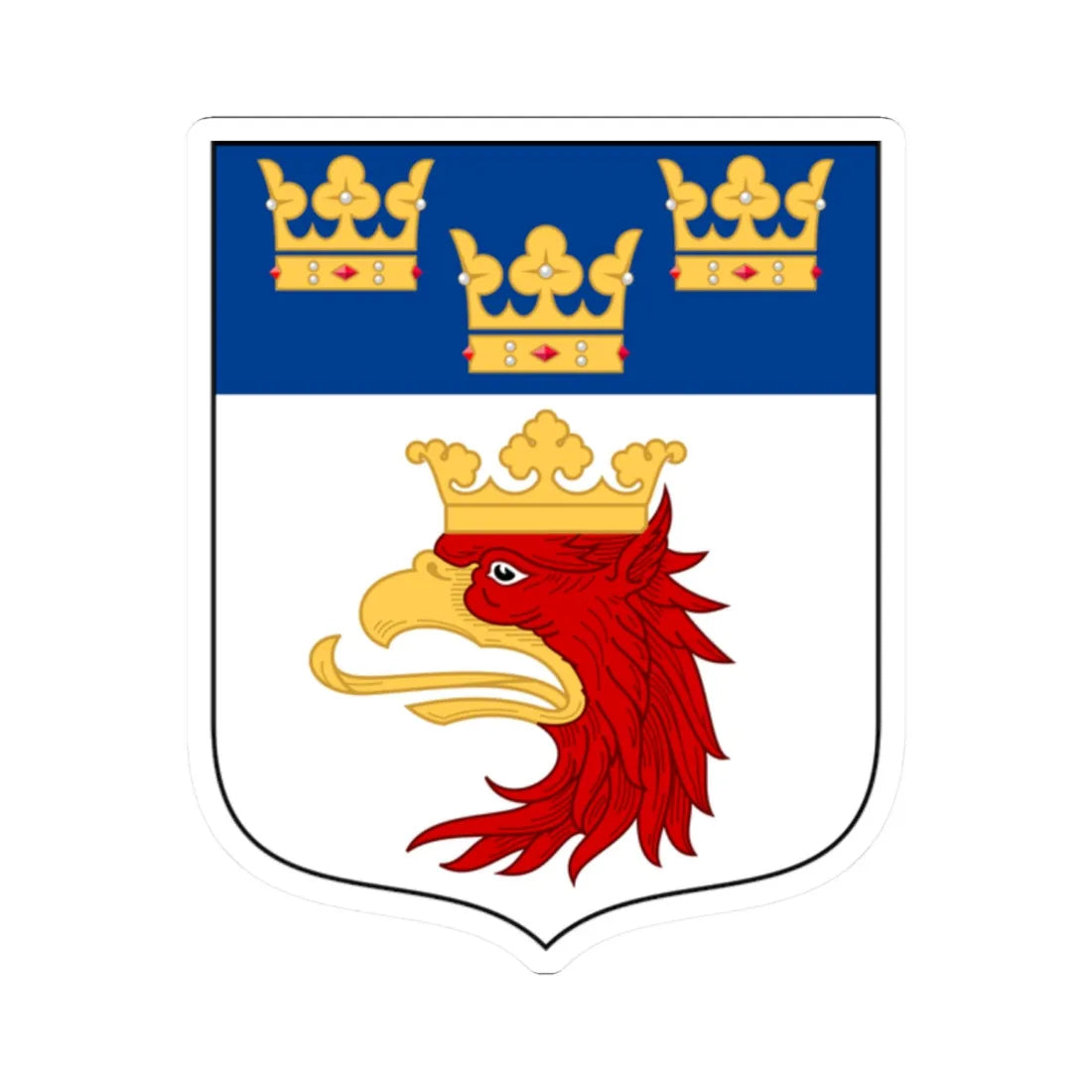 Malmöhus läns vapen (Sweden) (Coat of Arms) STICKER Vinyl Kiss-Cut Decal 2 Inch White - The Sticker Space