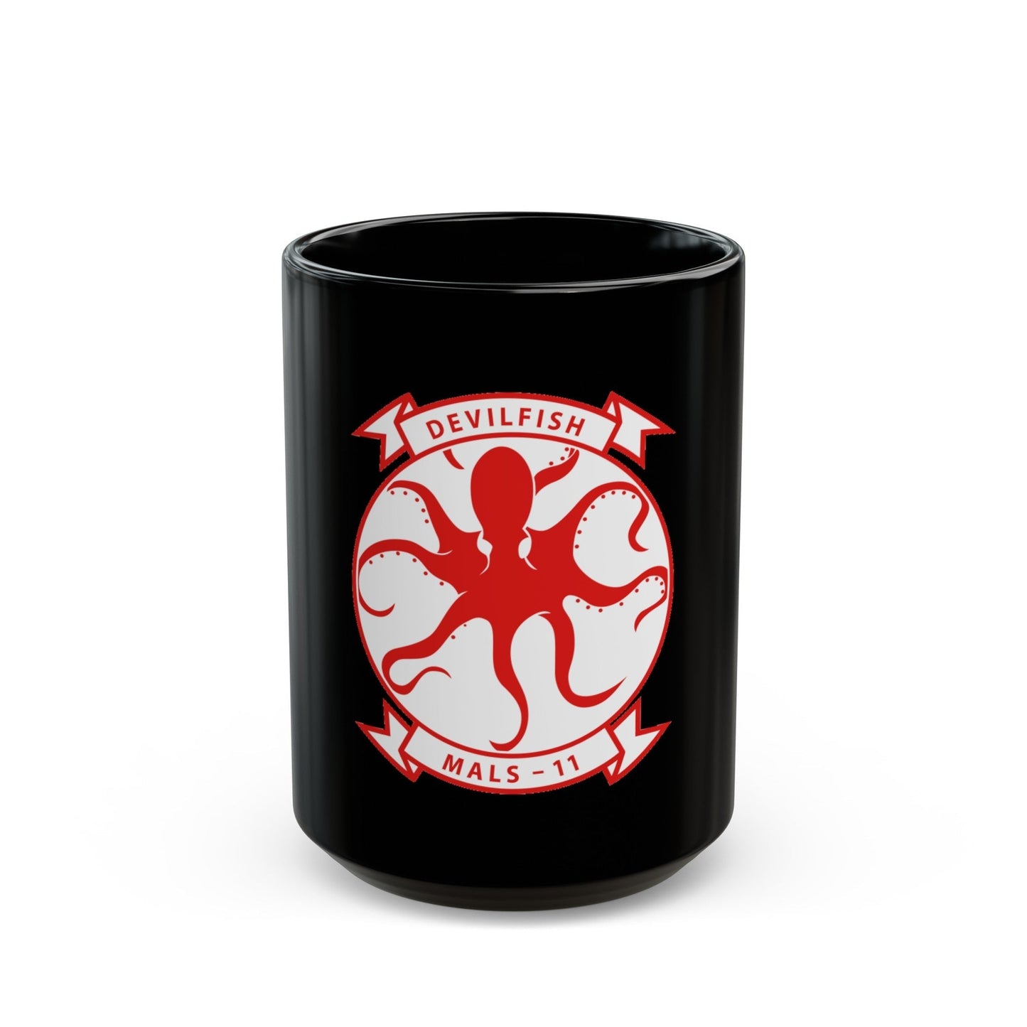 MALS 11 Devilfish 2 (USMC) Black Coffee Mug-15oz-The Sticker Space