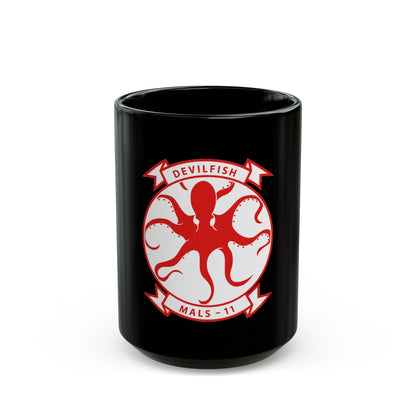 MALS 11 Devilfish 2 (USMC) Black Coffee Mug-15oz-The Sticker Space