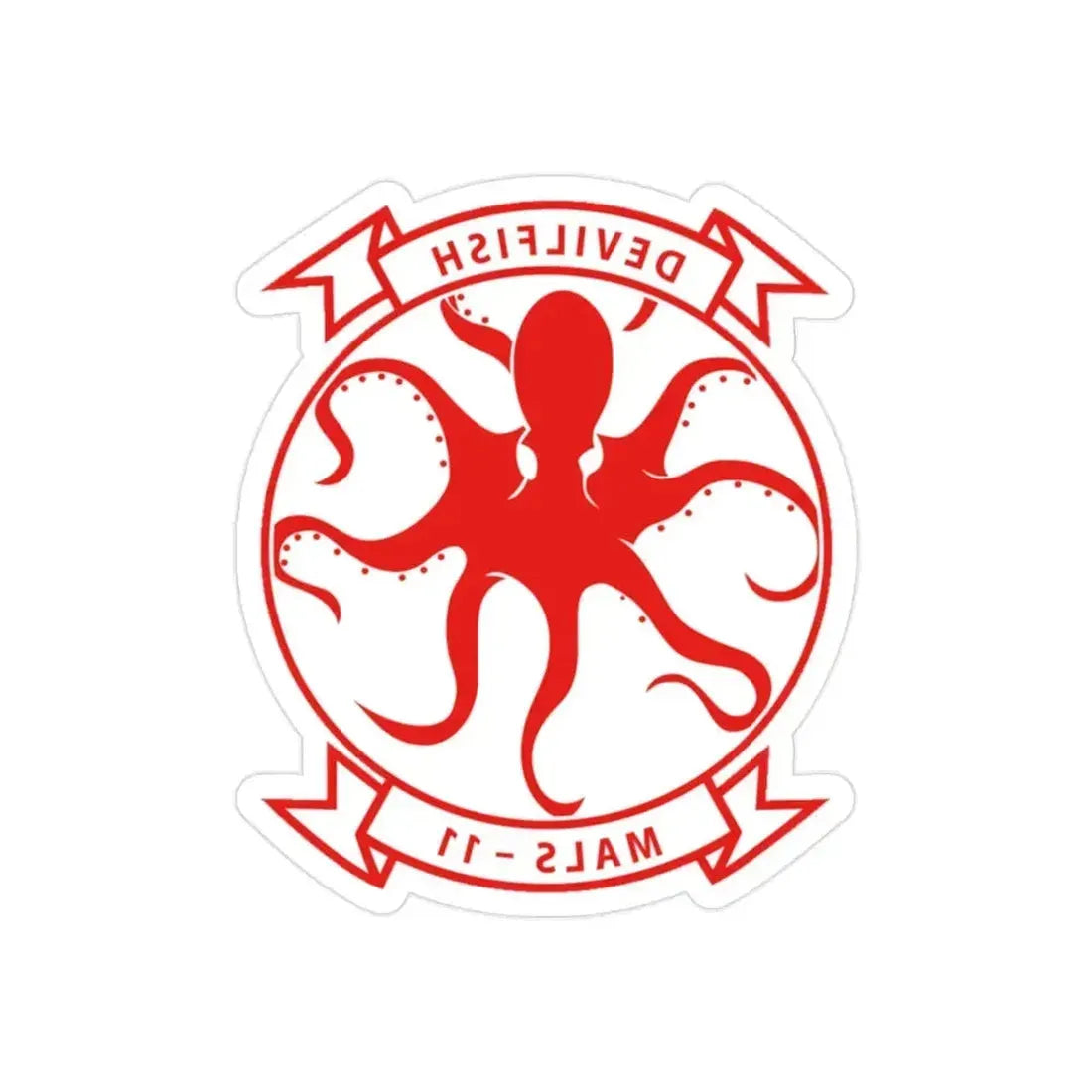 MALS 11 Devilfish 2 (USMC) REVERSE PRINT Transparent Die-Cut STICKER 2 Inch Die-Cut Transparent - The Sticker Space
