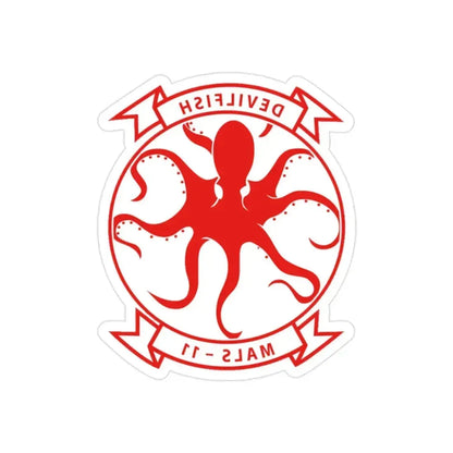 MALS 11 Devilfish 2 (USMC) REVERSE PRINT Transparent Die-Cut STICKER 2 Inch Die-Cut Transparent - The Sticker Space
