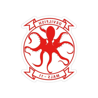 MALS 11 Devilfish 2 (USMC) REVERSE PRINT Transparent Die-Cut STICKER 6 Inch Die-Cut Transparent - The Sticker Space