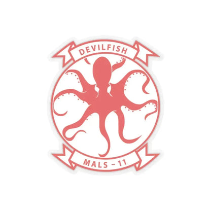 MALS 11 Devilfish 2 (USMC) STICKER Vinyl Kiss-Cut Decal 2 Inch Transparent - The Sticker Space