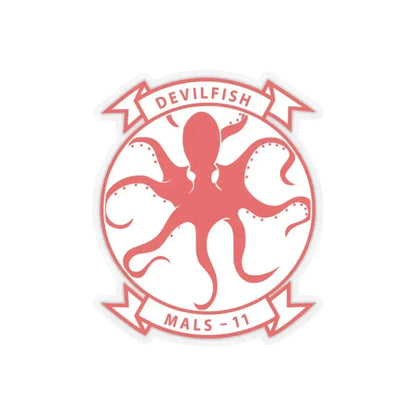 MALS 11 Devilfish 2 (USMC) STICKER Vinyl Kiss-Cut Decal 3 Inch Transparent - The Sticker Space