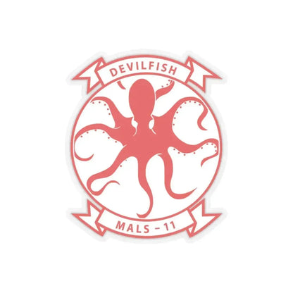 MALS 11 Devilfish 2 (USMC) STICKER Vinyl Kiss-Cut Decal 4 Inch Transparent - The Sticker Space