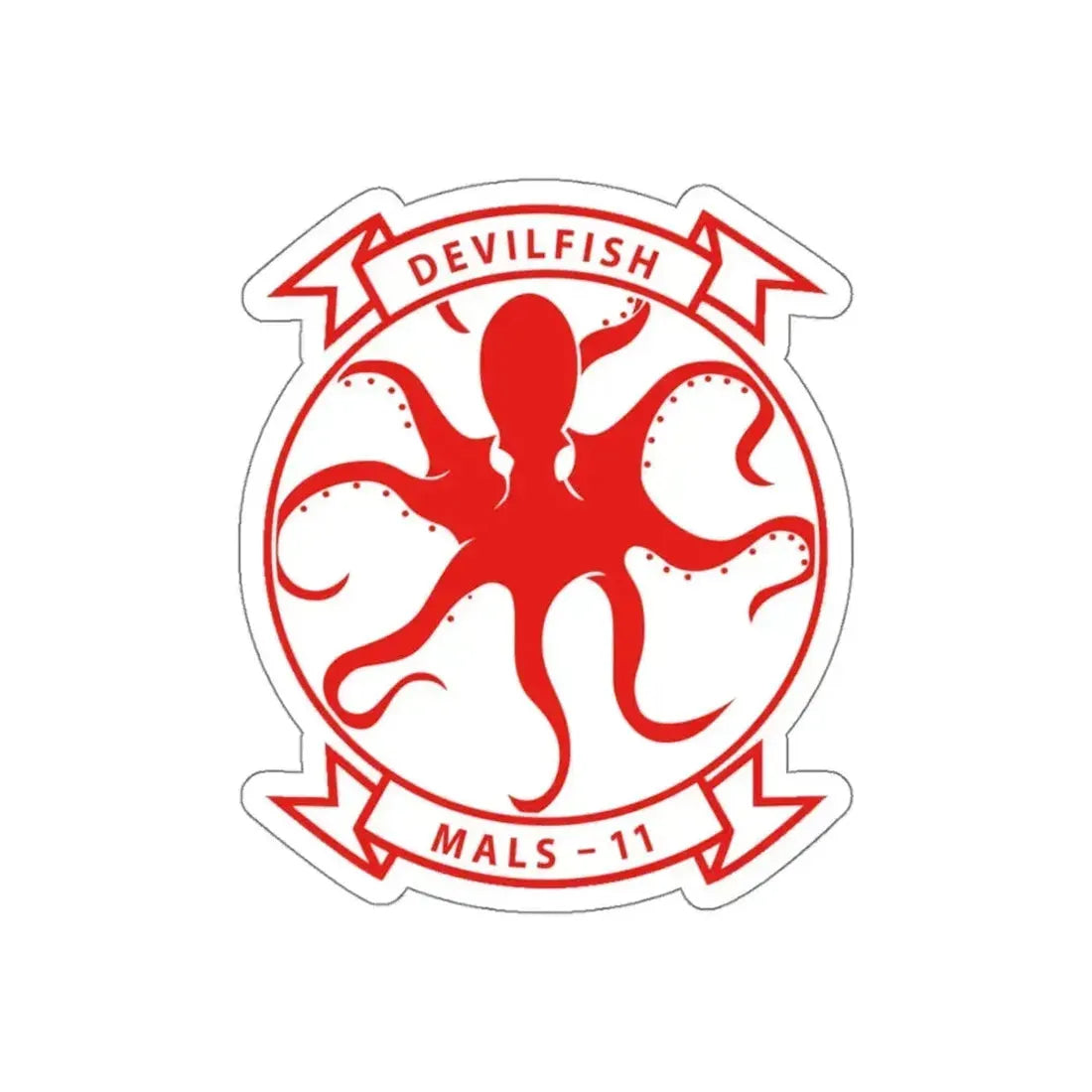 MALS 11 Devilfish 2 (USMC) STICKER Vinyl Kiss-Cut Decal 4 Inch White - The Sticker Space