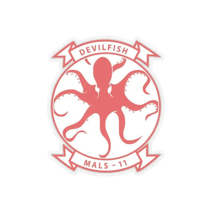 MALS 11 Devilfish 2 (USMC) STICKER Vinyl Kiss-Cut Decal 6 Inch Transparent - The Sticker Space