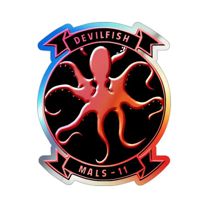 MALS 11 Devilfish (USMC) Holographic STICKER Die-Cut Vinyl Decal 3 Inch Holographic - The Sticker Space
