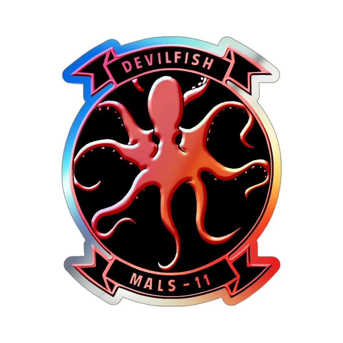 MALS 11 Devilfish (USMC) Holographic STICKER Die-Cut Vinyl Decal - The Sticker Space