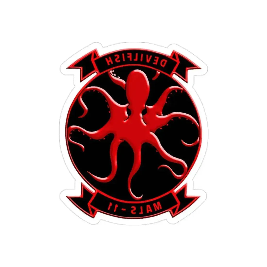 MALS 11 Devilfish (USMC) REVERSE PRINT Transparent Die-Cut STICKER 2 Inch Die-Cut Transparent - The Sticker Space