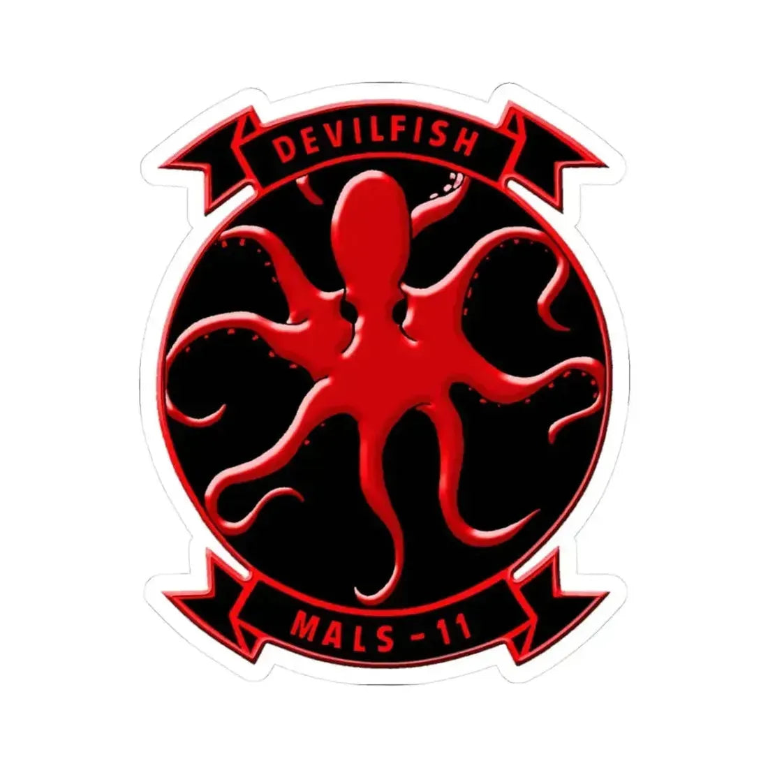 MALS 11 Devilfish (USMC) STICKER Vinyl Kiss-Cut Decal 3 Inch White - The Sticker Space